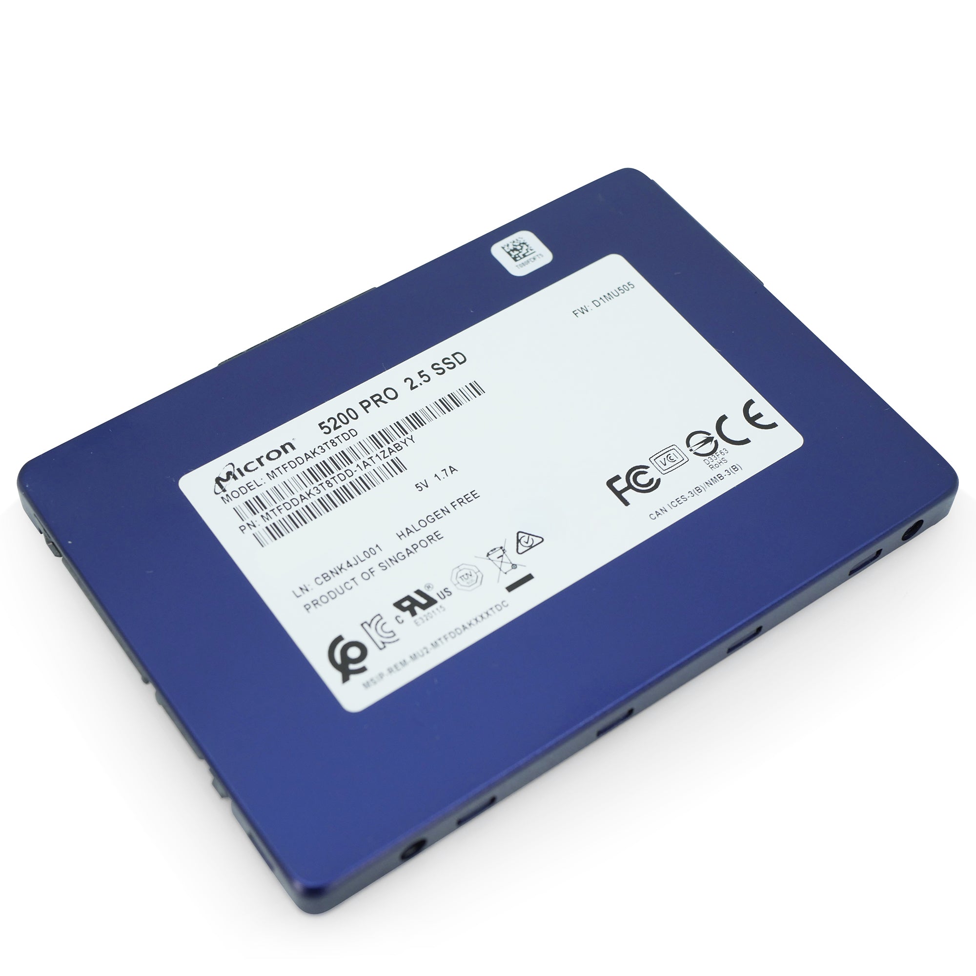 Micron 5200 Pro MTFDDAK3T8TDD 3.84TB SATA 6Gb/s 3D TLC 2.5in Refurbished SSD