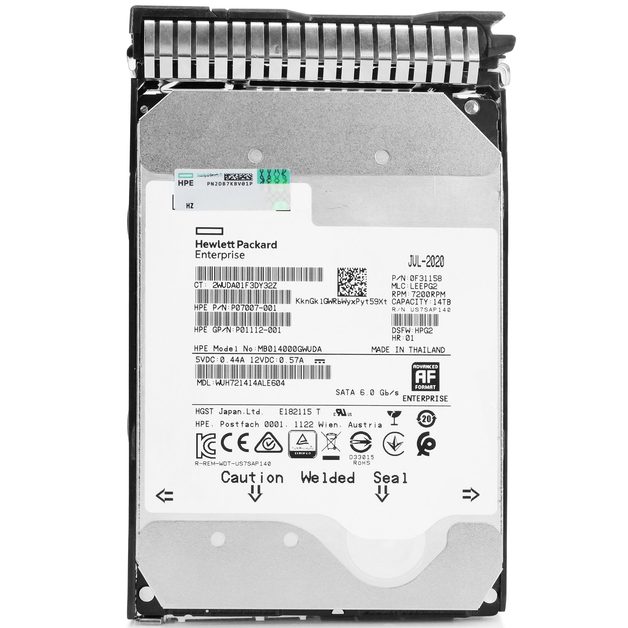 HP Generation 8 MB014000GWUDA P07007-001 14TB 7.2K RPM SATA 6Gb/s 512e 3.5in Hard Drive