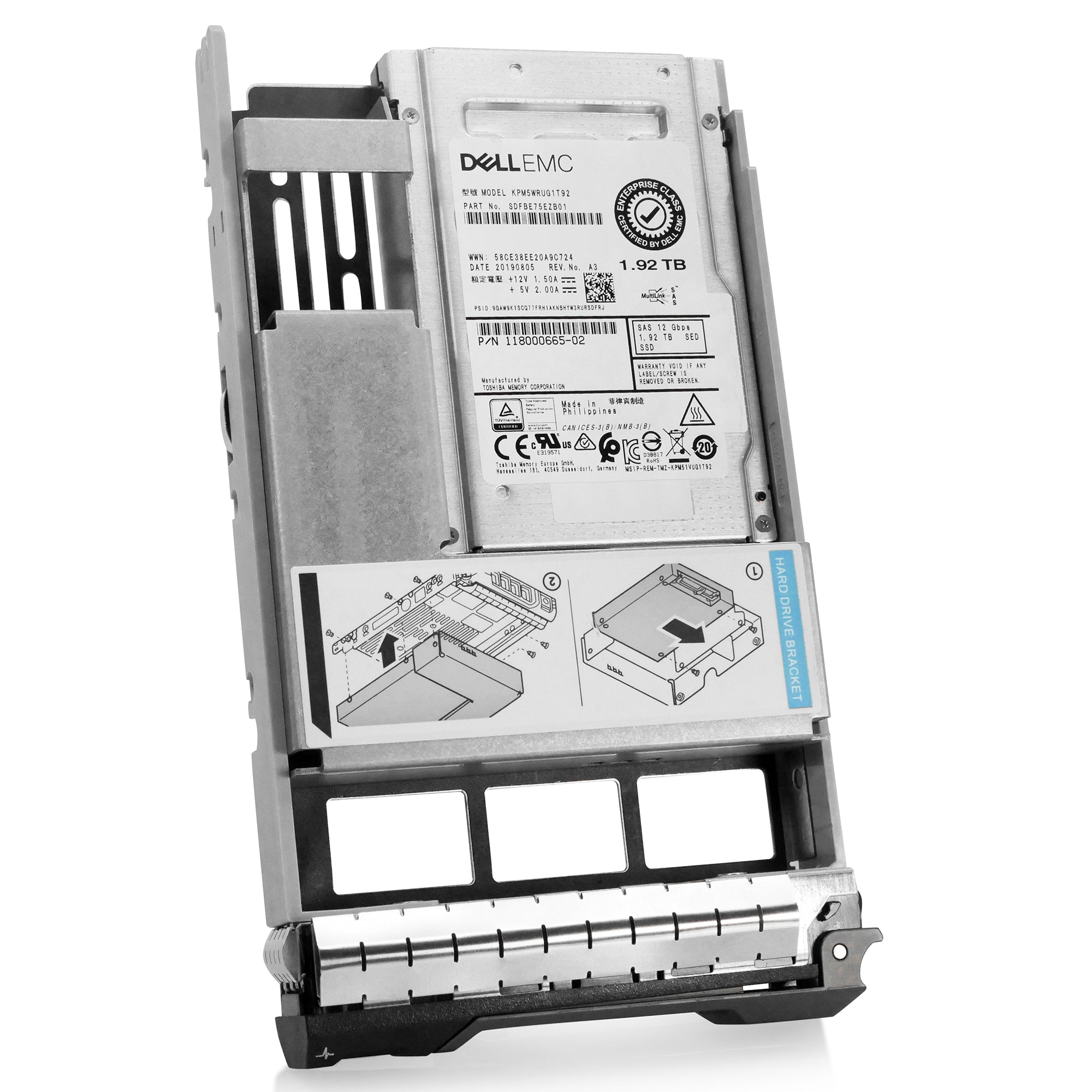 Dell G13 118000665-02 1.92TB 1 DWPD SAS 12Gb/s 3D TLC Hybrid 3.5in Recertified Solid State Drive