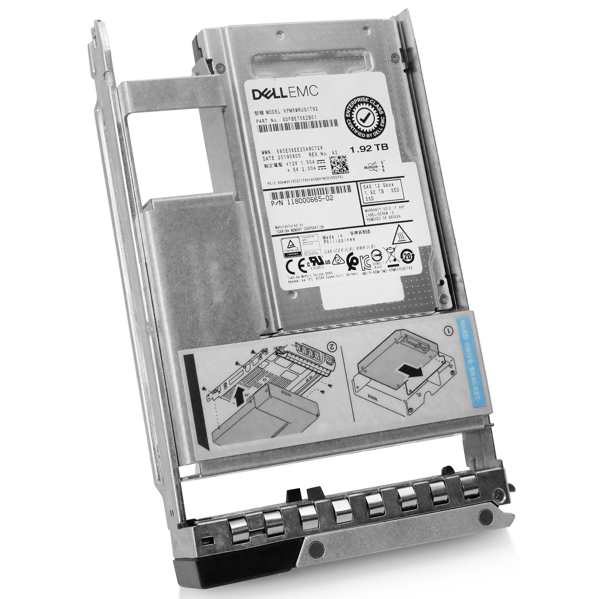 Dell G14 118000665-02 1.92TB 1 DWPD SAS 12Gb/s 3D TLC Hybrid 3.5in Recertified Solid State Drive