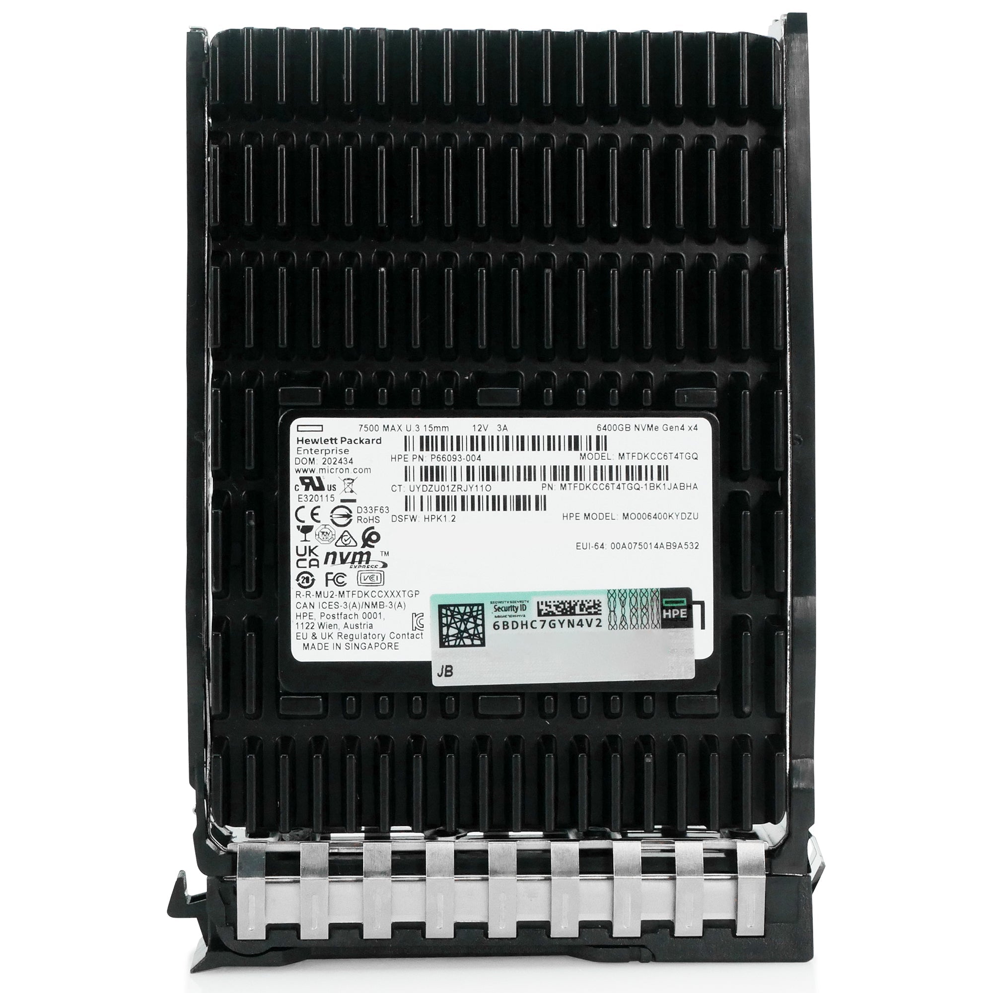 HP Generation 11 P66093-004 6.4TB 3 DWPD PCIe Gen 4.0 x4 8GB/s 3D TLC U.3 NVMe 2.5in Solid State Drive