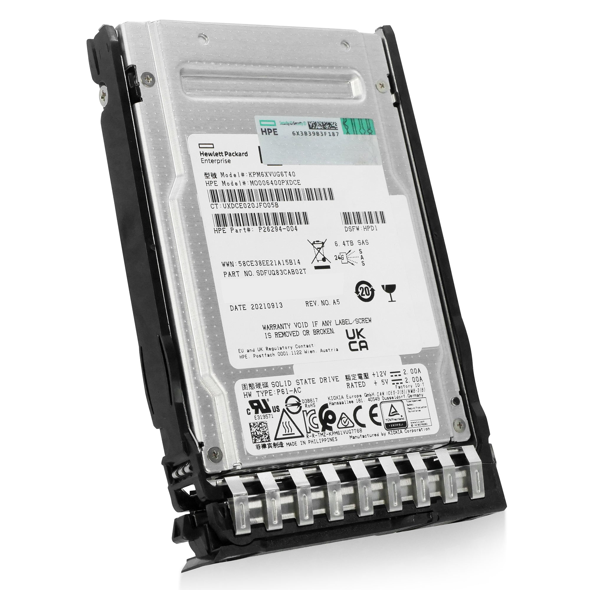 HP Generation 11 MO006400PXDCE P26294-004 6.4TB 3 DWPD SAS-4 24Gb/s 3D TLC 2.5in Solid State Drive