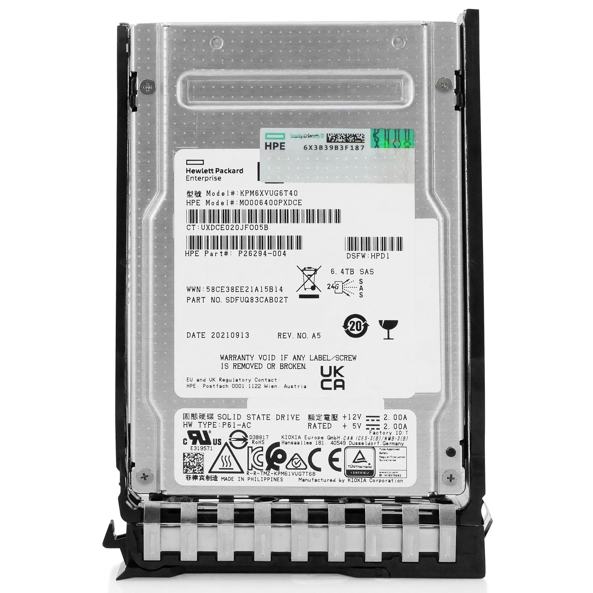 HP Generation 11 MO006400PXDCE P26294-004 6.4TB 3 DWPD SAS-4 24Gb/s 3D TLC 2.5in Refurbished SSD