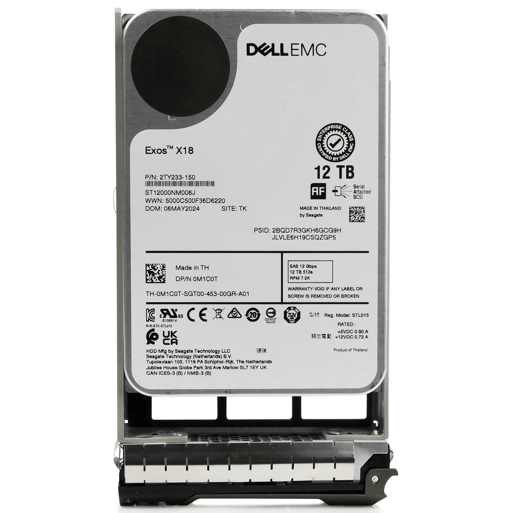 Dell G13 0M1C0T 12TB 7.2K RPM SAS 12Gb/s 512e 3.5in Refurbished HDD