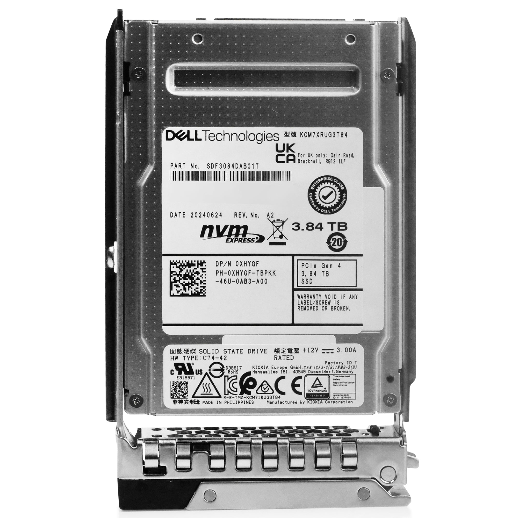 Dell G14 400-BFEK 3.84TB 1 DWPD PCIe Gen 4.0 x4 8GB/s Read-Intensive 3D TLC U.2 NVMe 2.5in Solid State Drive