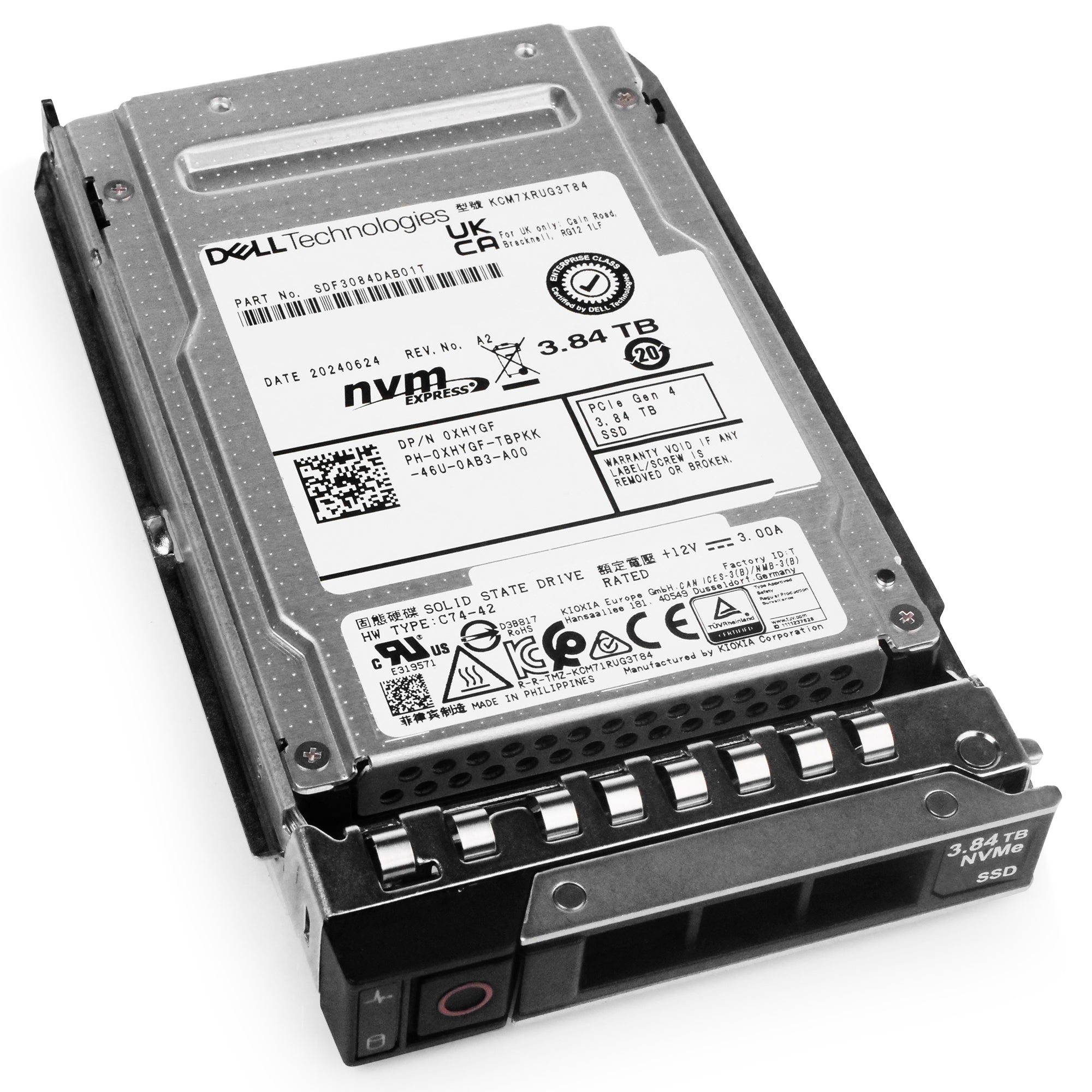Dell G14 021RRY 3.84TB 1 DWPD PCIe Gen 4.0 x4 8GB/s Read-Intensive 3D TLC U.2 NVMe 2.5in Solid State Drive