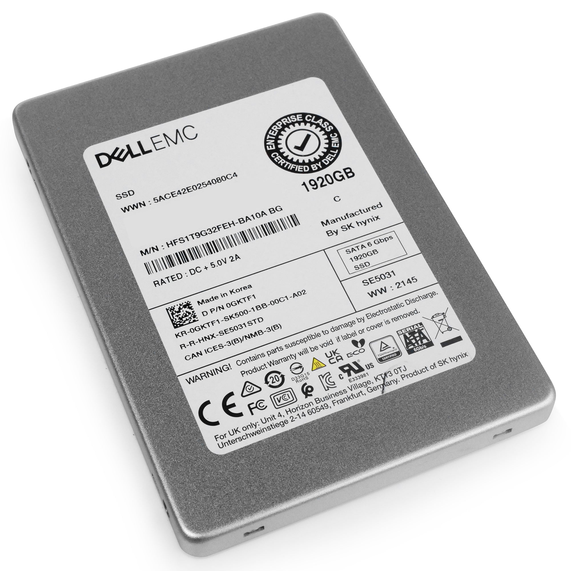 Dell/SK Hynix HFS1T9G32FEH 1.92TB 3 DWPD SATA 6Gb/s 2.5in Refurbished SSD