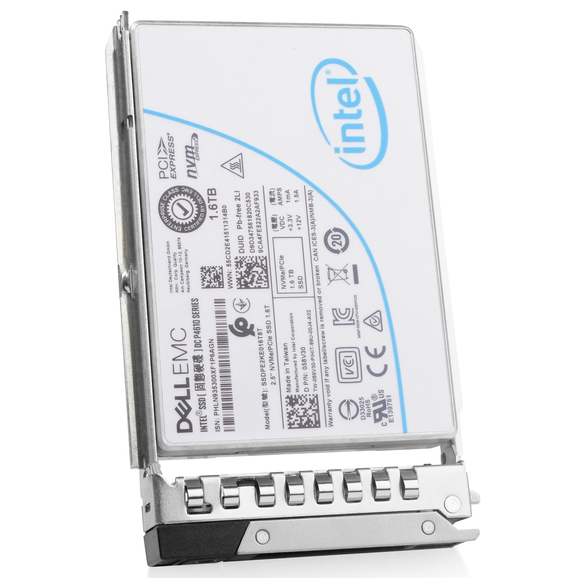 Dell G14 4WDXY 1.6TB 3 DWPD PCIe Gen 3.1 x4 4GB/s Mixed-Use 3D TLC U.2 NVMe 2.5in Refurbished SSD