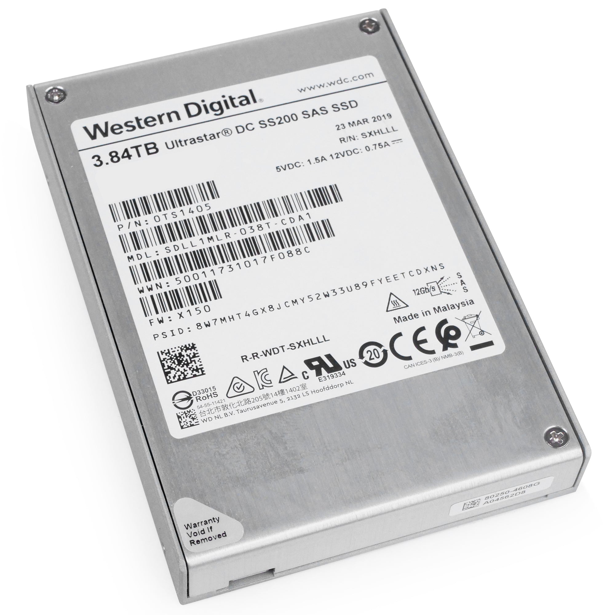 Western Digital Ultrastar DC SS200 0TS1405 3.84TB 1 DWPD SAS 12Gb/s MLC 2.5in Refurbished SSD