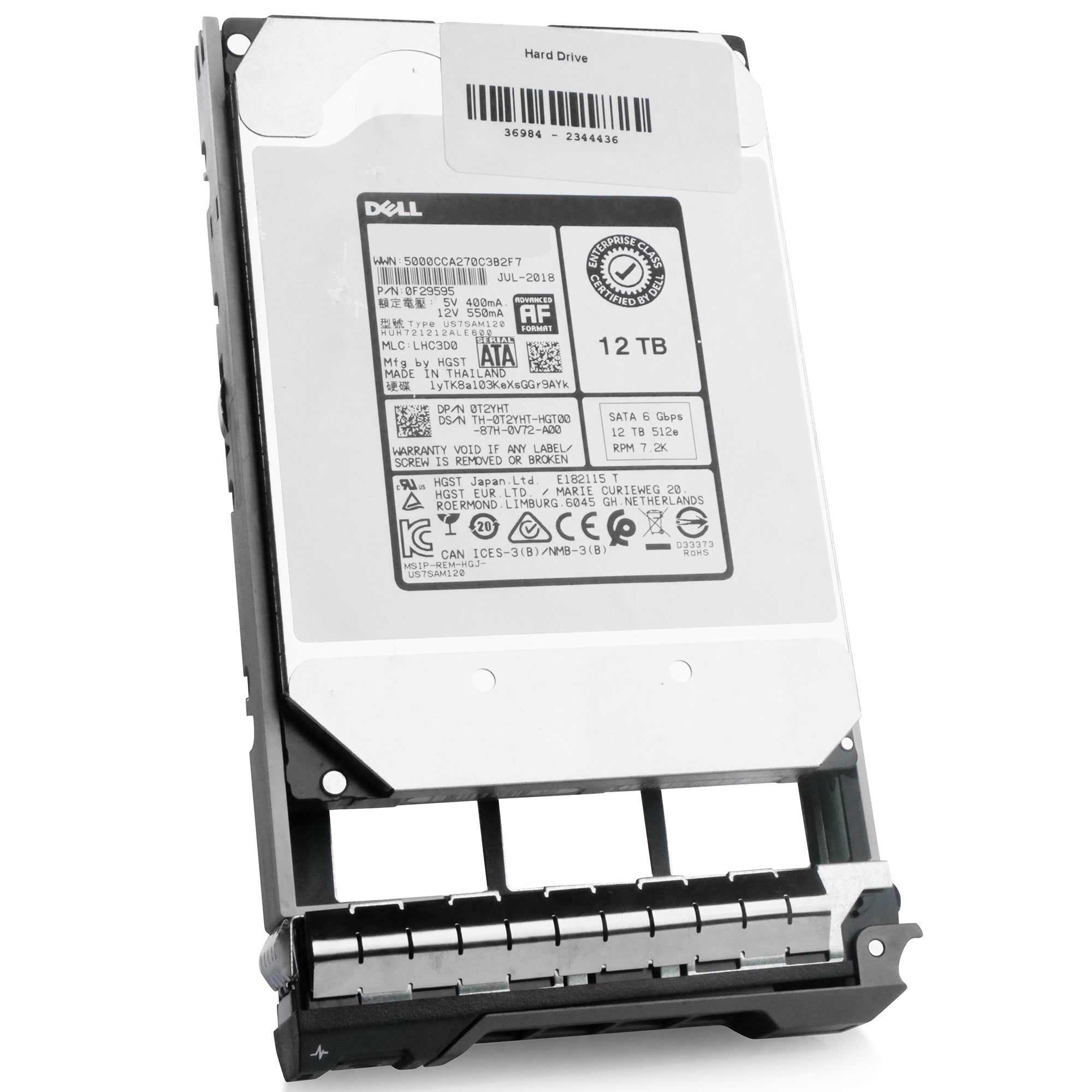 Dell G13 400-AYSS 12TB 7.2K RPM SATA 6Gb/s 512e 3.5in Refurbished HDD