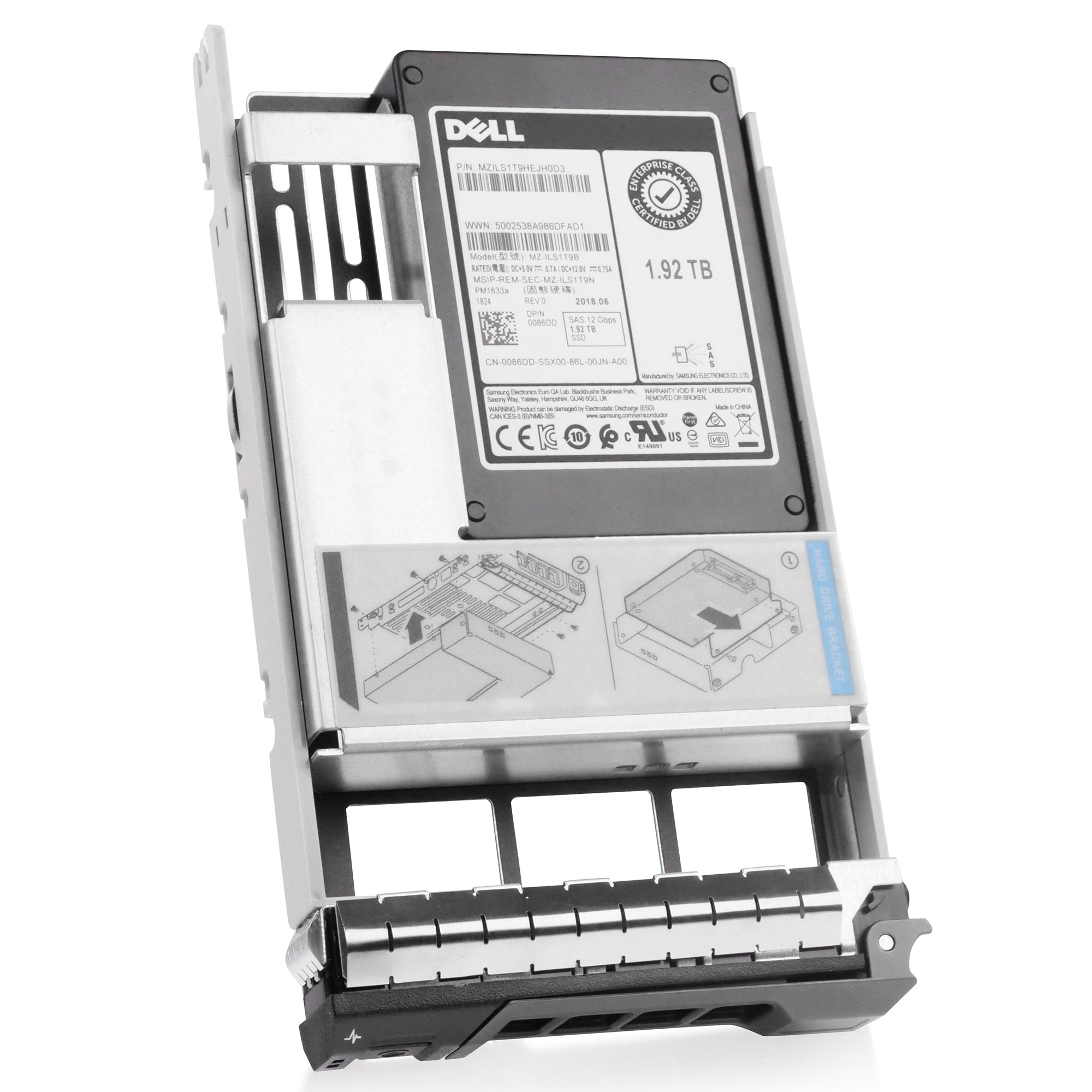 Dell G13 0086DD 1.92TB 1 DWPD SAS 12Gb/s 3D TLC V-NAND Hybrid 3.5in Refurbished SSD