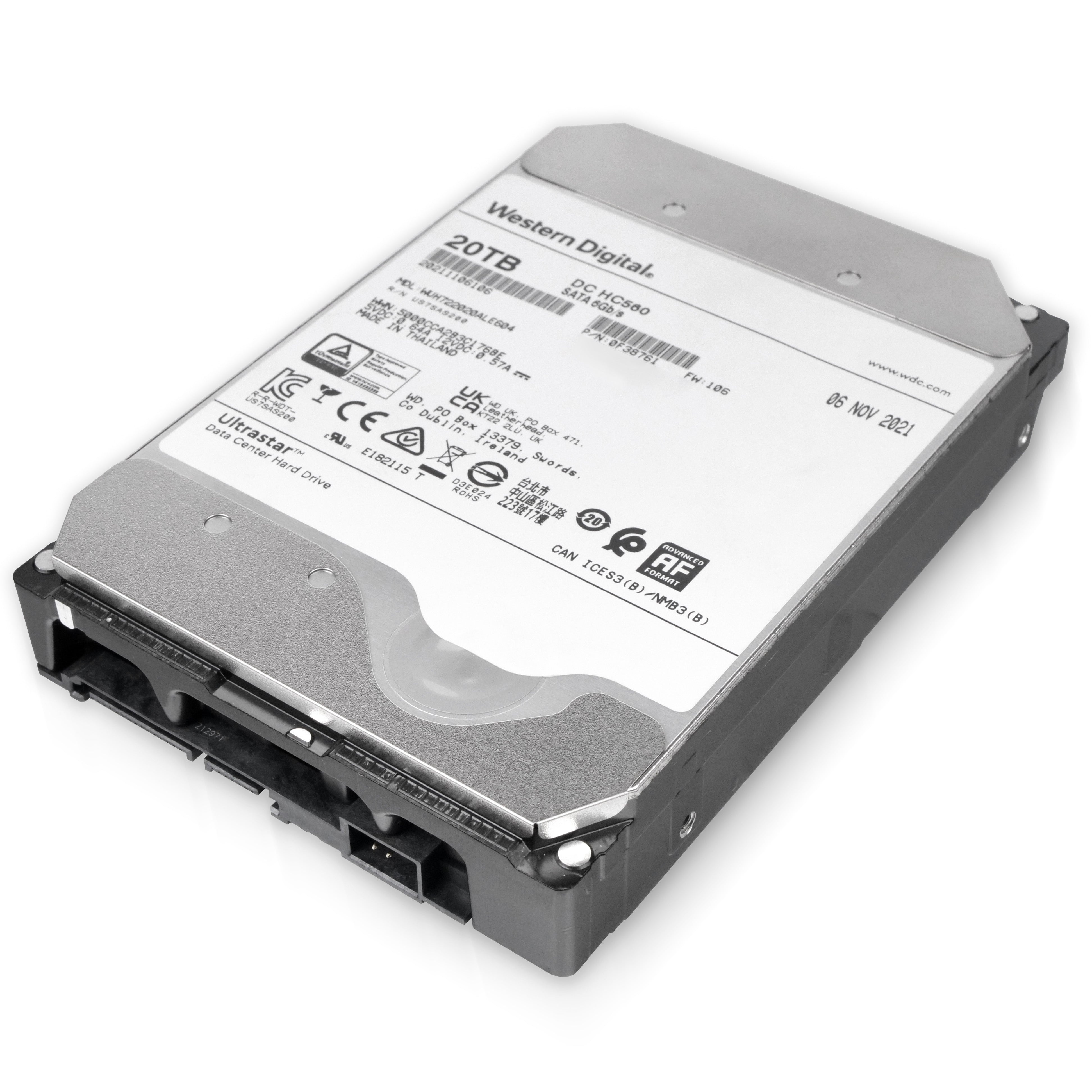 Western Digital Ultrastar DC HC560 WUH722020ALE604 0F38761 20TB 7.2K RPM SATA 6Gb/s 512e 3.5in Refurbished HDD