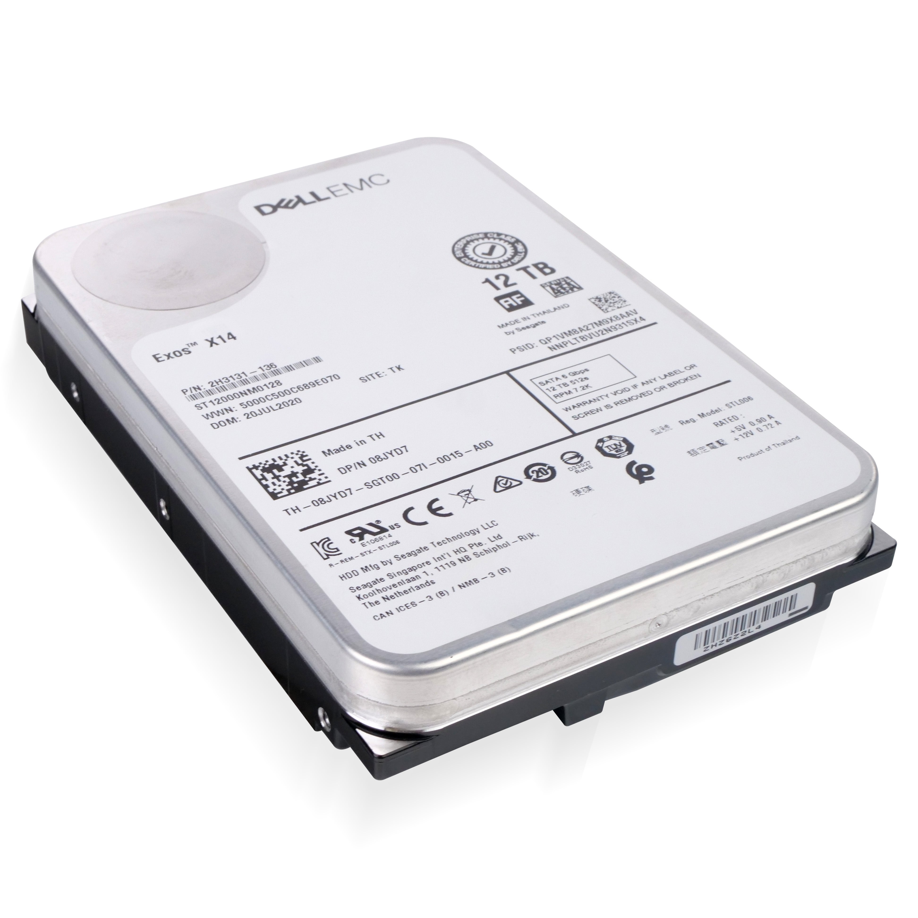 Dell/Seagate Exos X14 ST12000NM0128 12TB 7.2K RPM SATA 6Gb/s 512e 3.5in Refurbished HDD