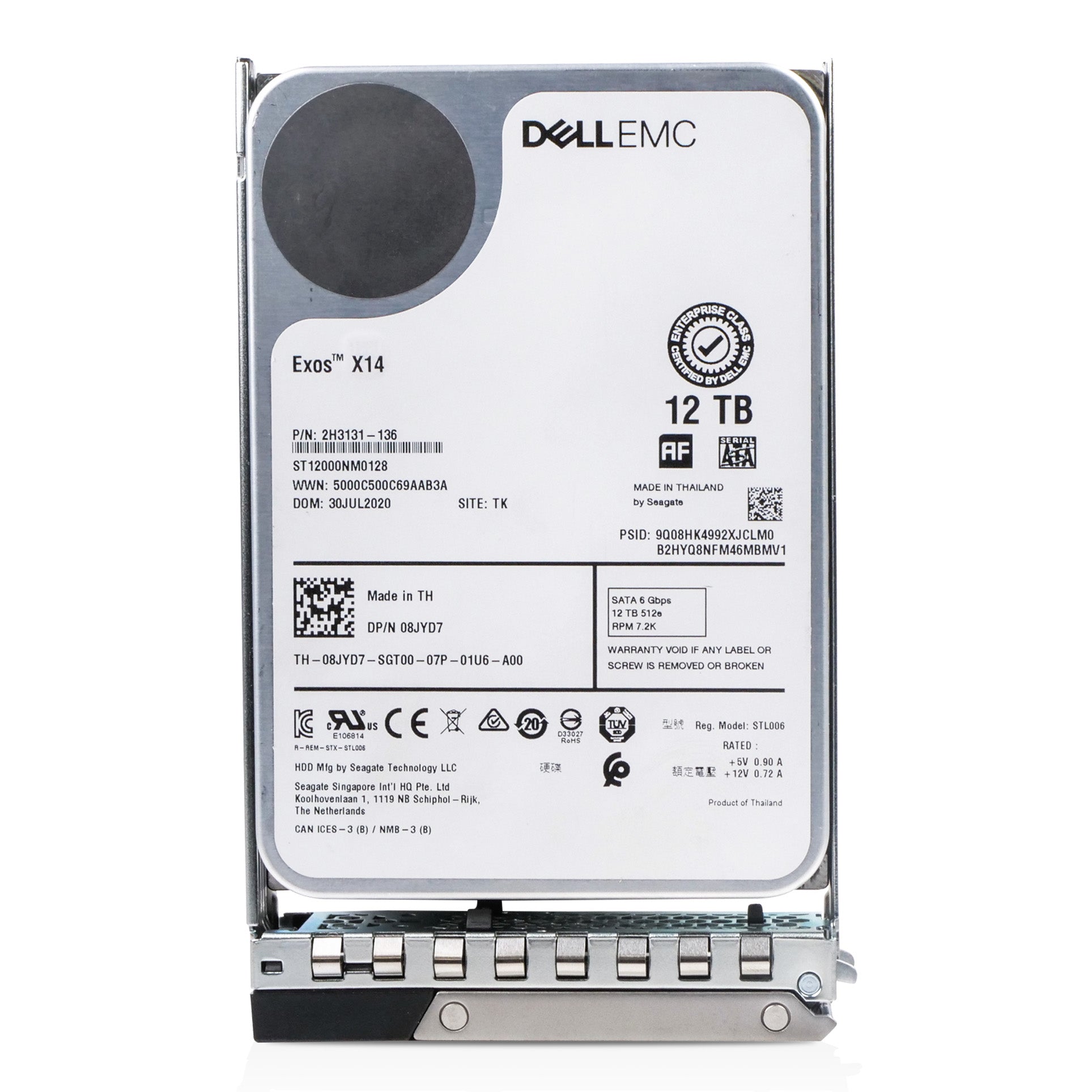 Dell G14 08JYD7 12TB 7.2K RPM SATA 6Gb/s 512e 3.5in Refurbished HDD
