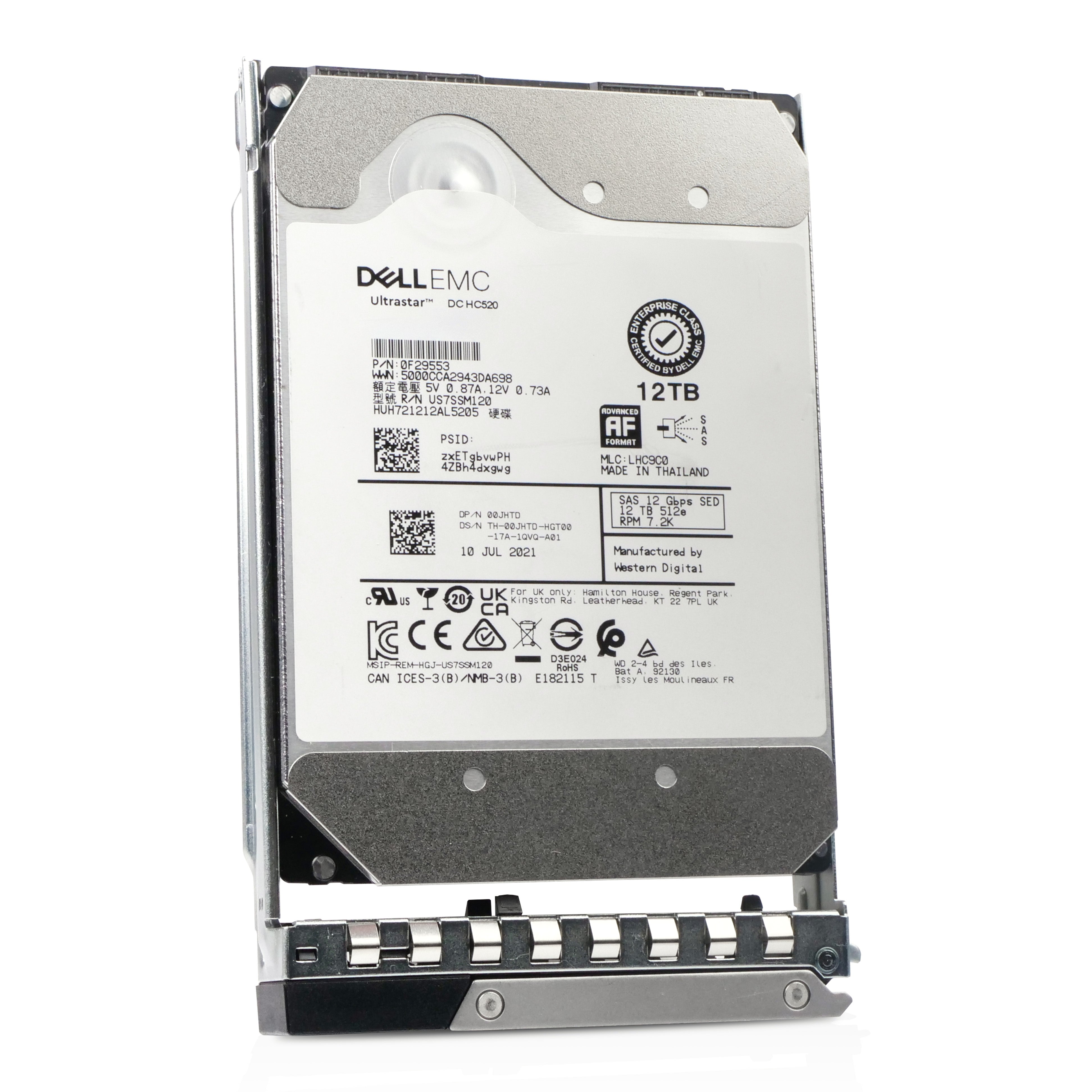 Dell G14 400-AXLJ 12TB 7.2K RPM SAS 12Gb/s 512e 256MB 3.5in Refurbished HDD