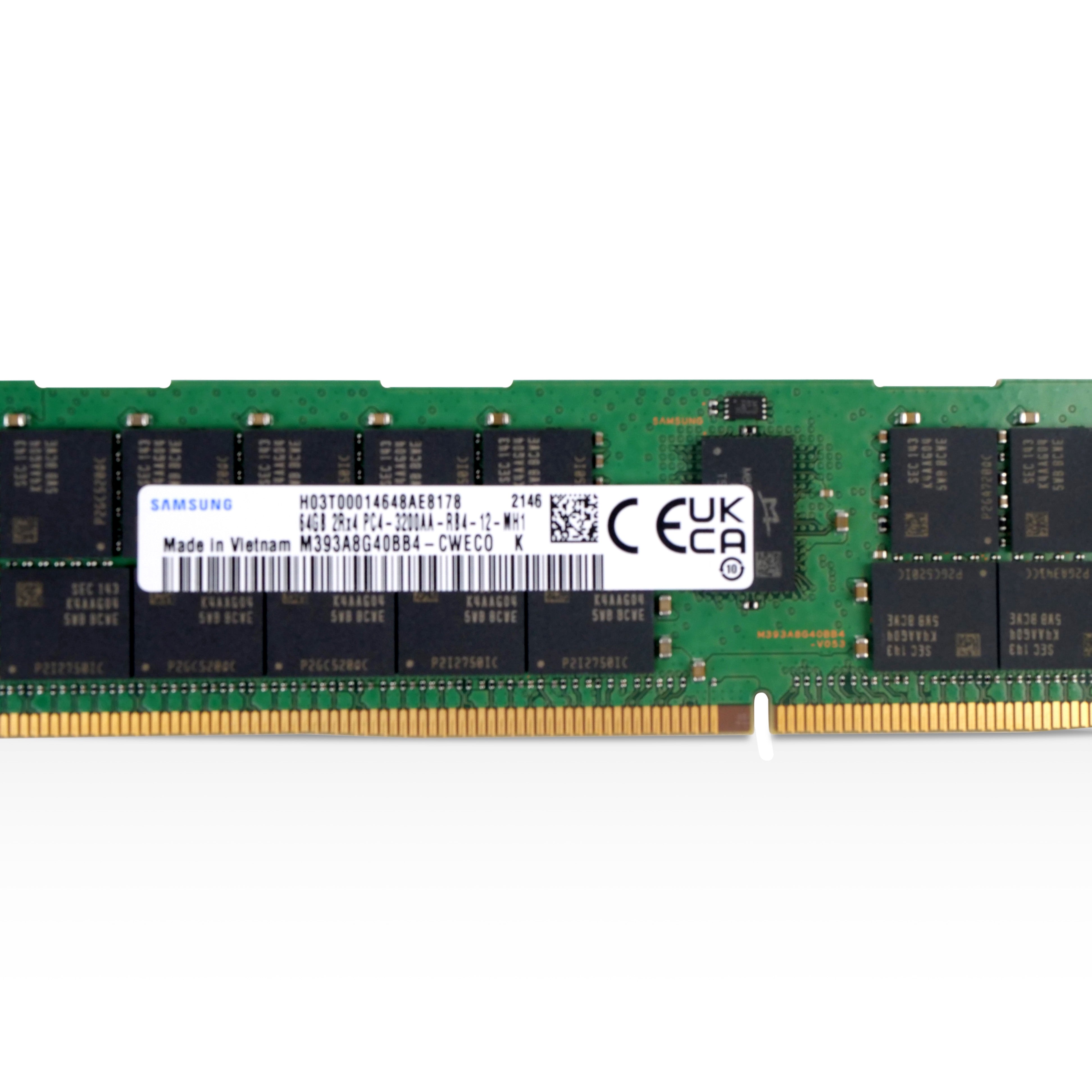 Samsung M393A8G40BB4-CWECO 64GB DDR4 3200MHz RDIMM ECC Server RAM (PC4-25600) Refurbished