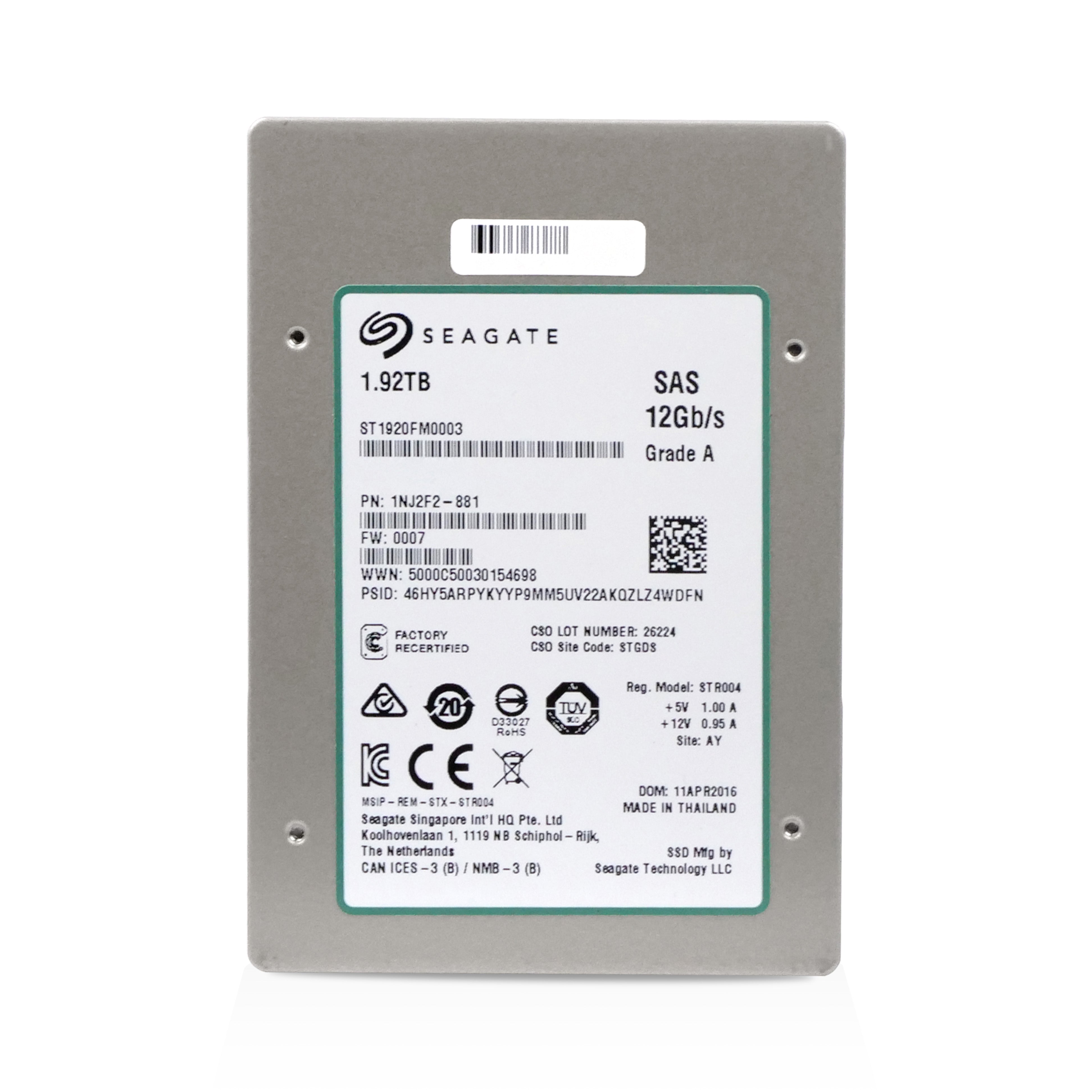 Seagate Nytro 1200.2 ST1920FM0003 1920GB 3 DWPD SAS 12Gb/s eMLC 2.5in Recertified SSD