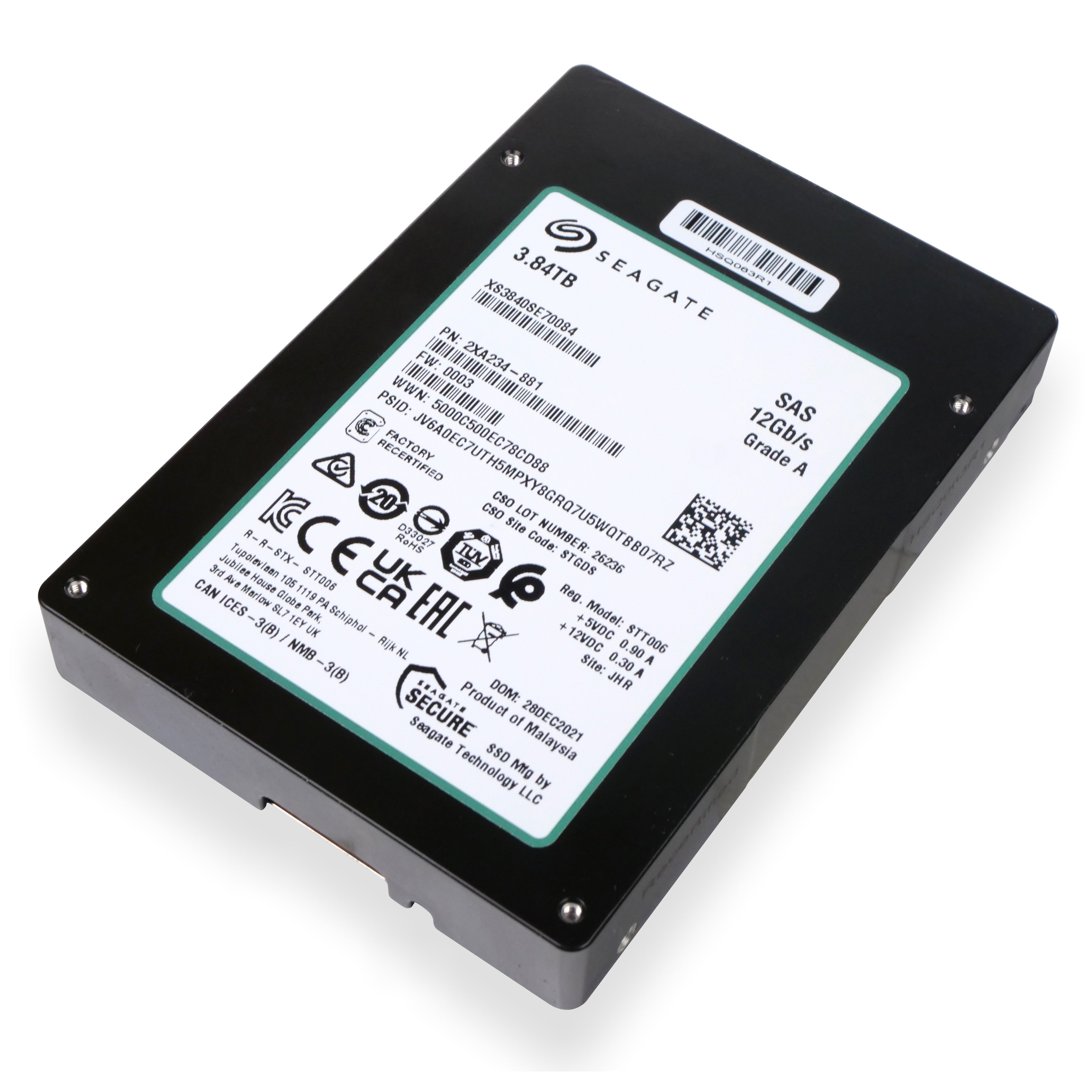 Seagate Nytro 3332 XS3840SE70084 3.84TB 1 DWPD SAS 12Gb/s 3D TLC 2.5in Recertified Solid State Drive