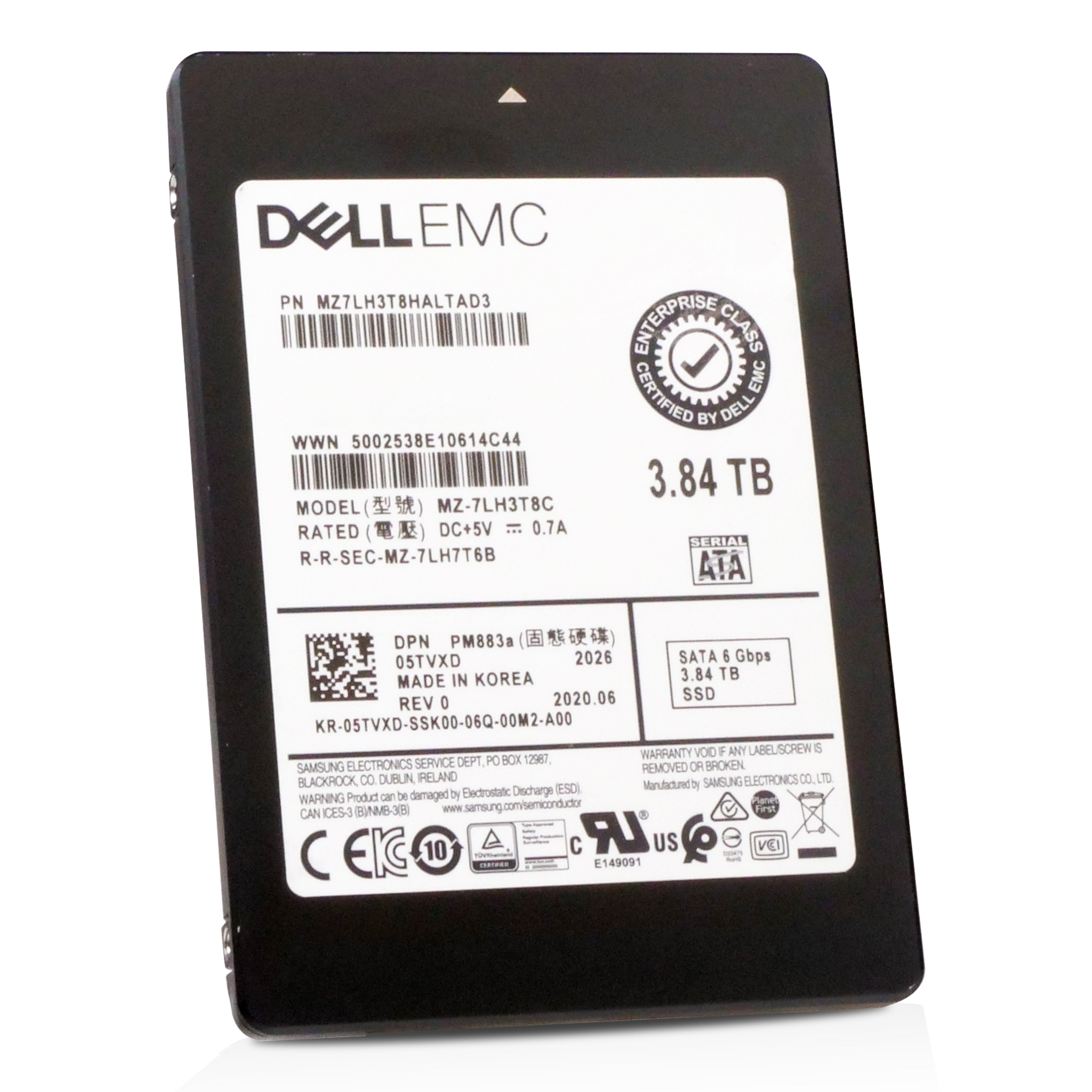 Dell/Samsung PM883a MZ7LH3T8HALTAD3 3.84TB 1 DWPD SATA 6Gb/s 3D TLC 2.5in Refurbished SSD