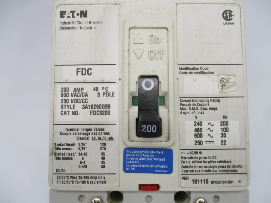 EATON FDC3200 600VAC 200A (AS PICTURED) UNMP