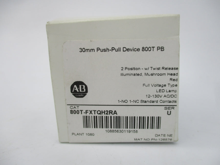 ALLEN BRADLEY 800T-FXTQH2RA SER. U 12-130VAC/DC (WH) NSMP