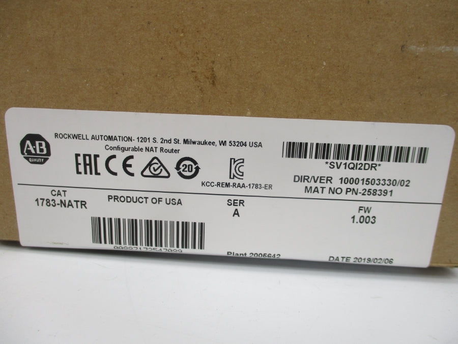 ALLEN BRADLEY 1783-NATR SER. A F/W 1.003 DATE: 2019 NSFS
