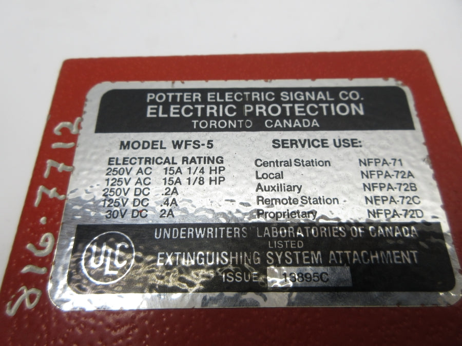 POTTER ELECTRIC SIGNAL WFS-5 NSNP