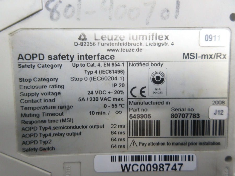 LEUZE MSI-MX/RX 24VDC NSNP