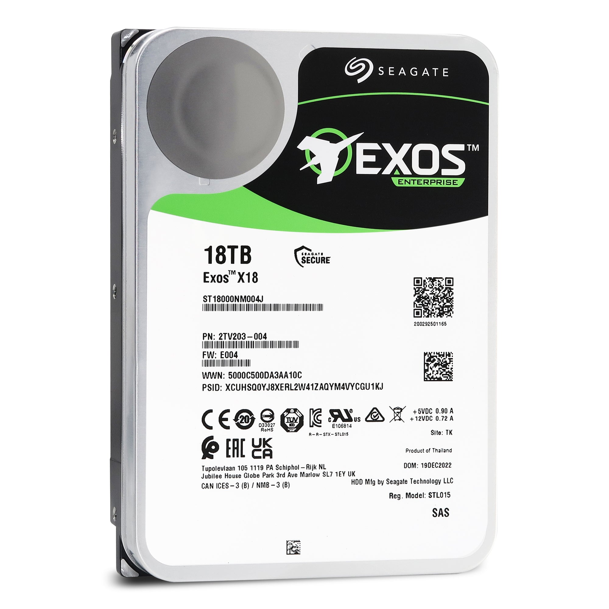 Seagate Exos X18 ST18000NM004J 18TB 7.2K RPM SAS 12Gb/s 3.5in Hard Drive