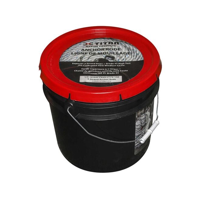 Titan Chain CAR3S91250H5150 Three Strand Anchor Rode, 9/16" x 250' Line, 5/16" x 50' Chain
