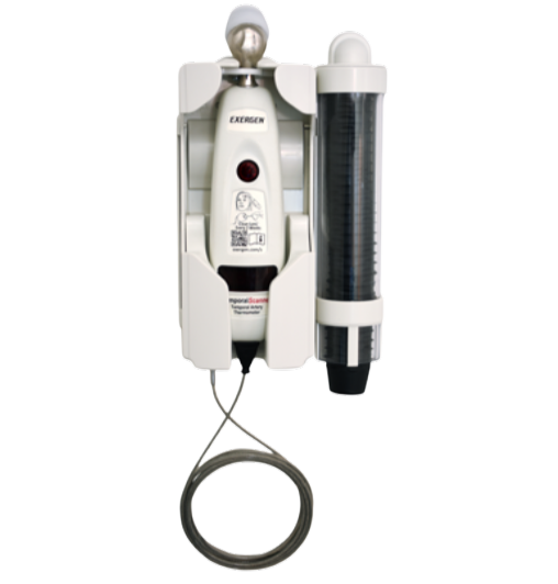 Exergen TAT-5000S w/ Keyless Locking Wall Mount w/ Caps Holder & Steel Cable