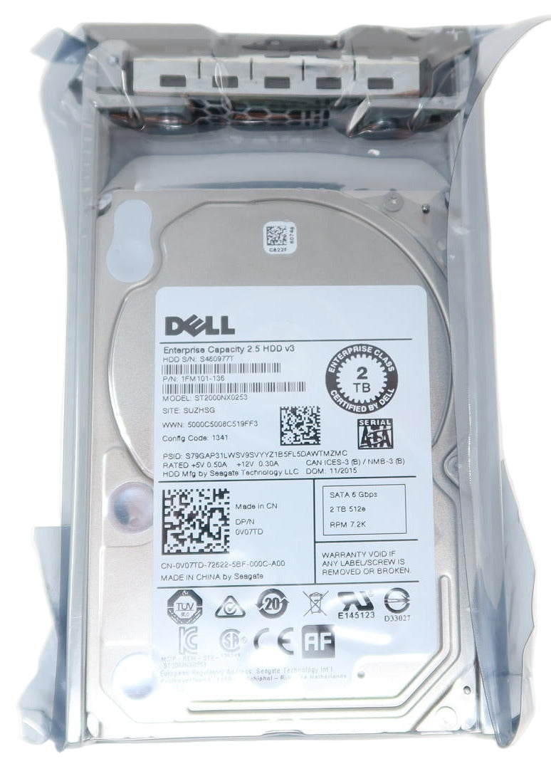 0V07TD DELL 2TB 7.2K 6Gb/s SATA 2.5" Hard Drive ST2000NX0253