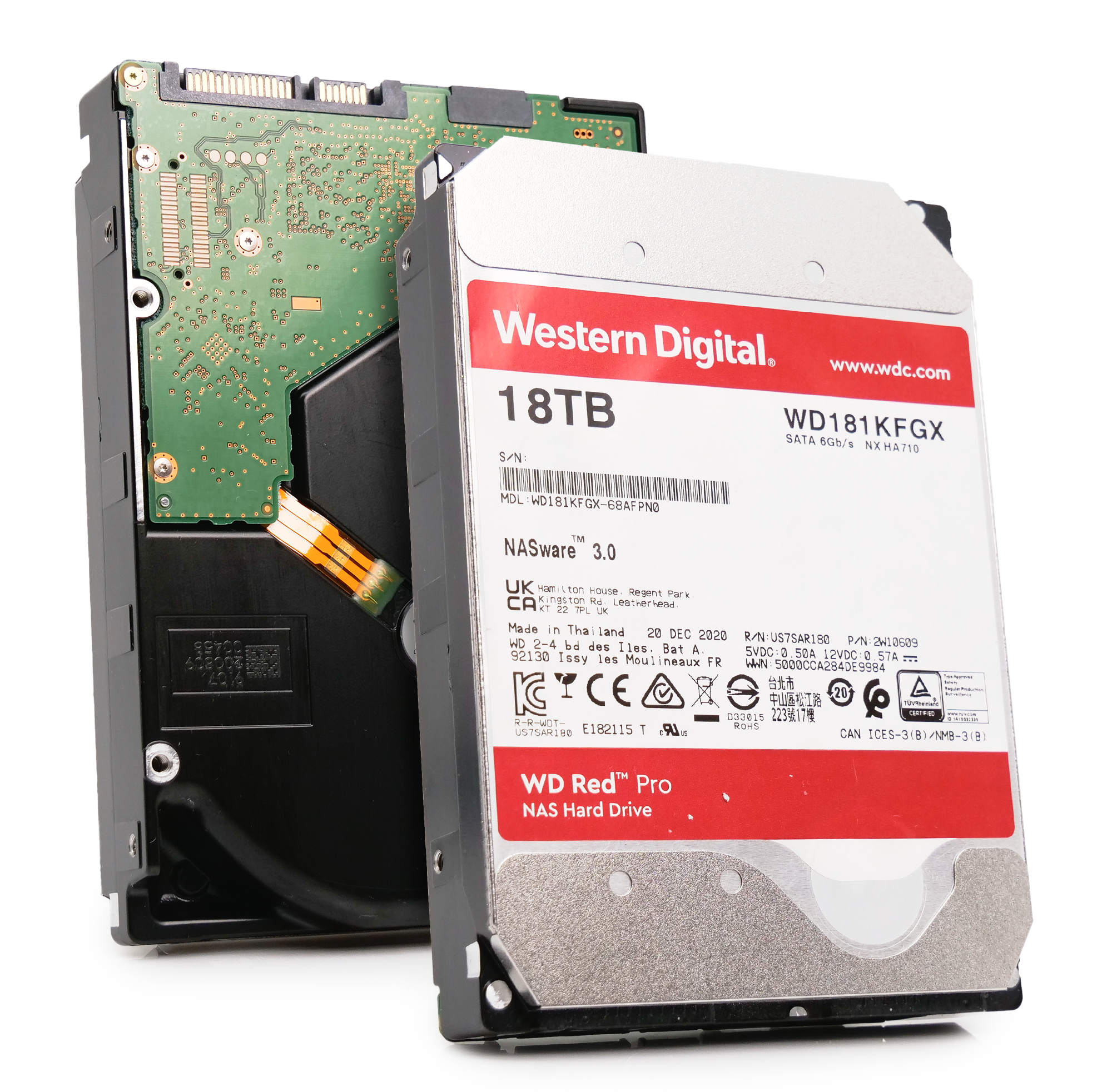 Western Digital Red Pro WD181KFGX 18TB 7.2K RPM SATA 6Gb/s 512e 3.5in Hard Drive