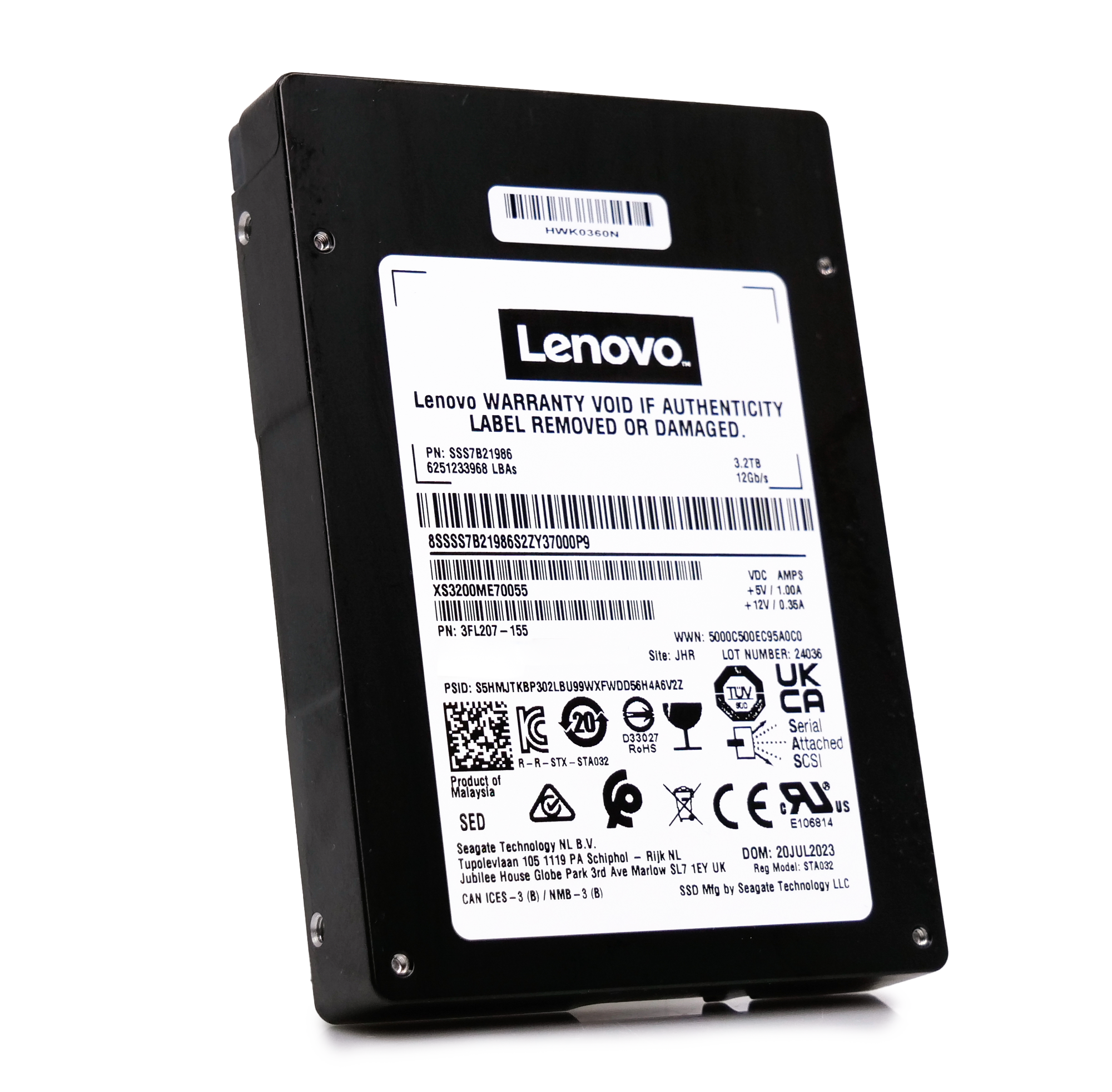 Lenovo/Seagate Nytro XS3200ME70055 SSS7B21986 3.2TB 10 DWPD SAS 12Gb/s 3D eTLC 2.5in Recertified Solid State Drive