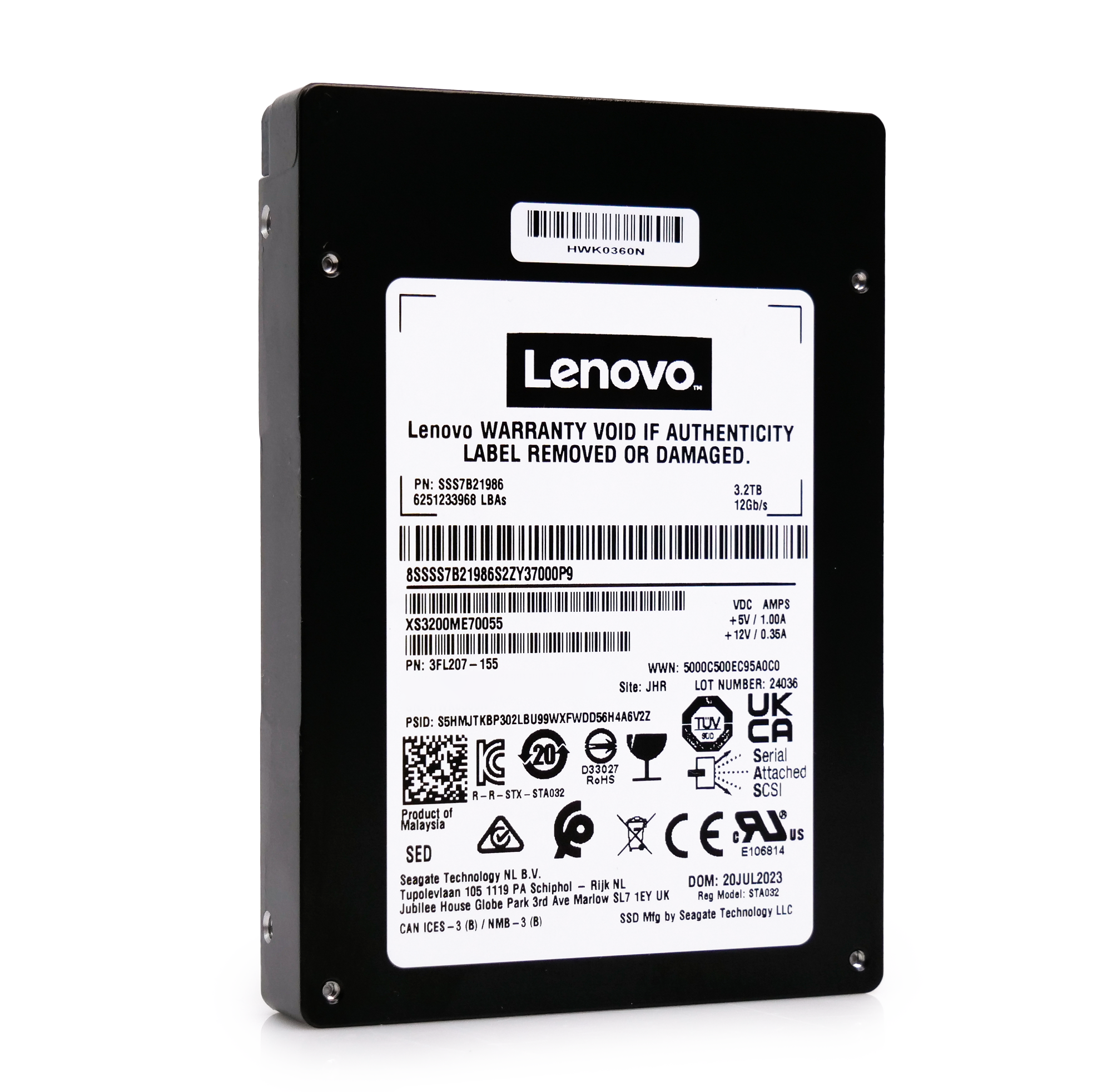 Lenovo/Seagate Nytro XS3200ME70055 SSS7B21986 3.2TB 10 DWPD SAS 12Gb/s 3D eTLC 2.5in Refurbished SSD