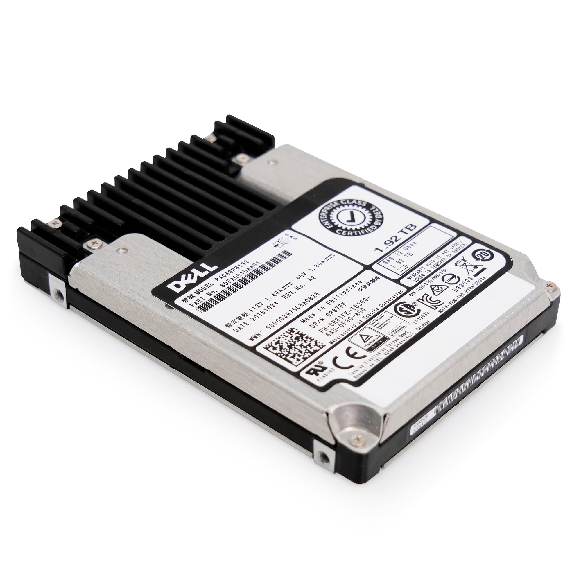 Toshiba Enterprise SSD PX04SRB192 1.92TB 1 DWPD SAS-3 12Gb/s MLC 2.5in Refurbished SSD