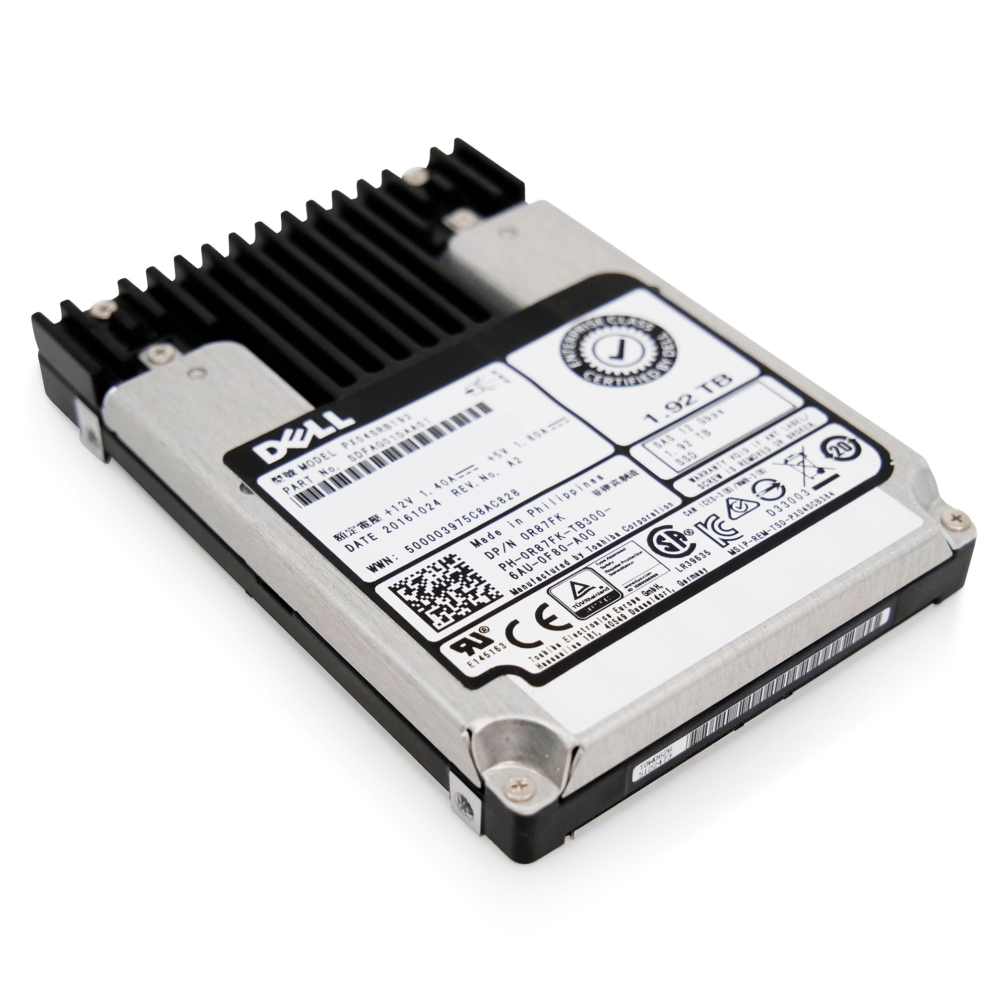 Toshiba Enterprise SSD PX04SRB192 1.92TB 1 DWPD SAS-3 12Gb/s MLC 2.5in Refurbished SSD