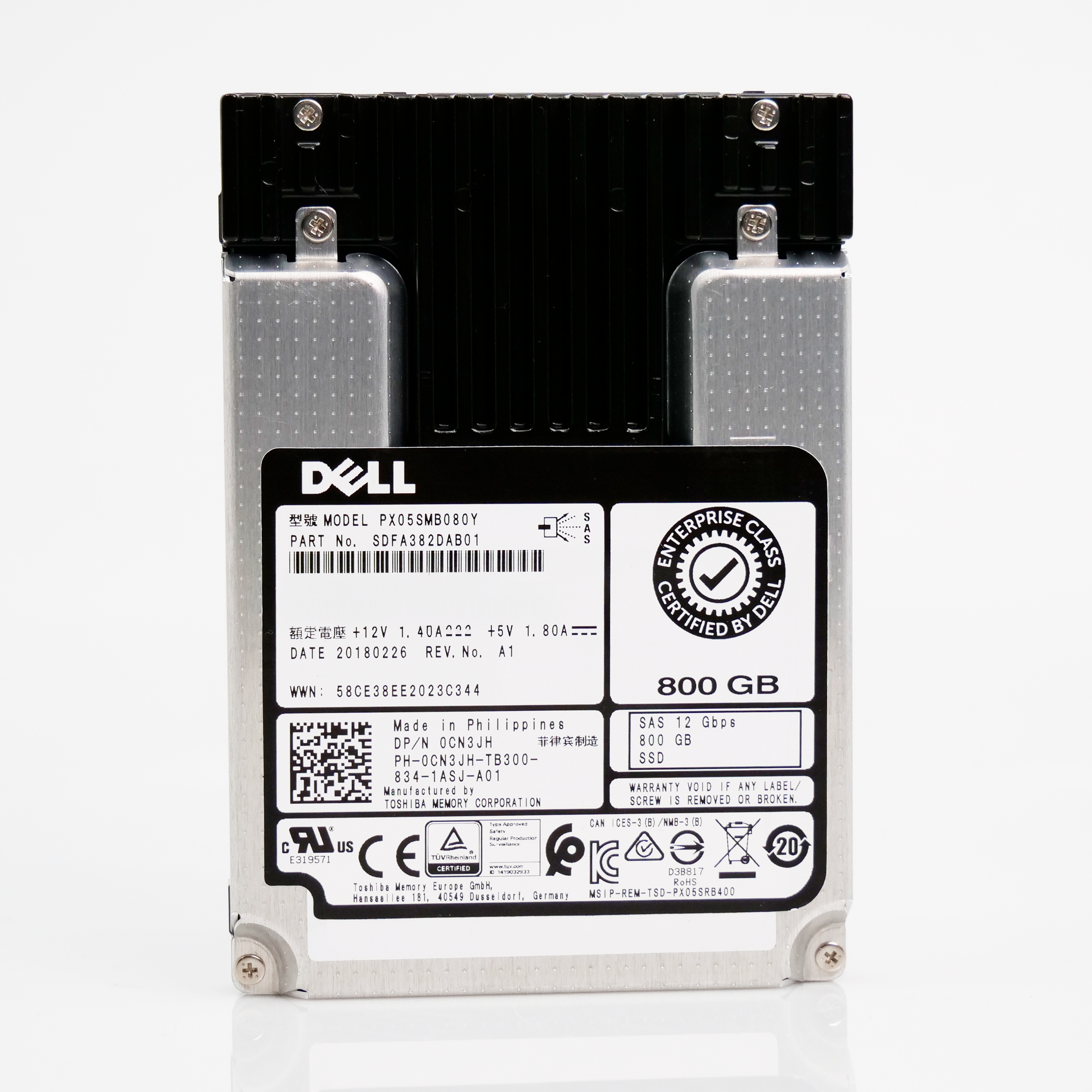 Toshiba Enterprise SSD PX05SMB080Y 800GB 10 DWPD SAS-3 12Gb/s MLC 2.5in Refurbished SSD