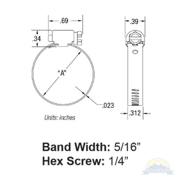 Scandvik 50012 Breeze Mini 316 SS Hose Clamp #8
