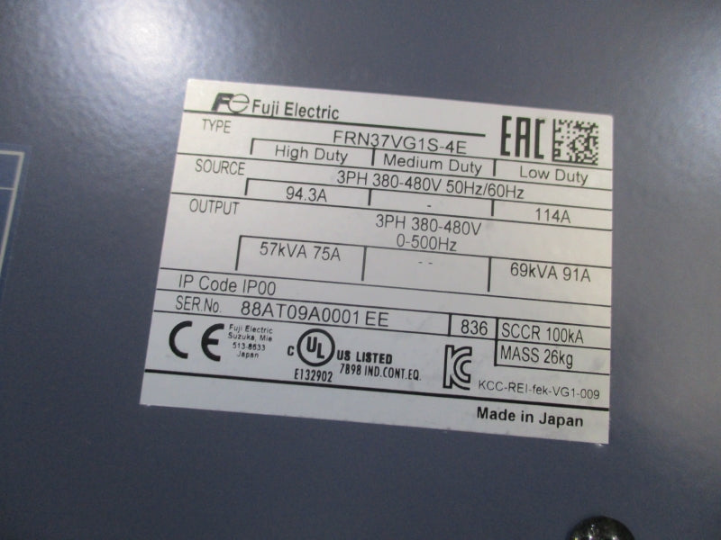 FUJI ELECTRIC FRN37VG1S-4E 380-480V 94.3A NSMP