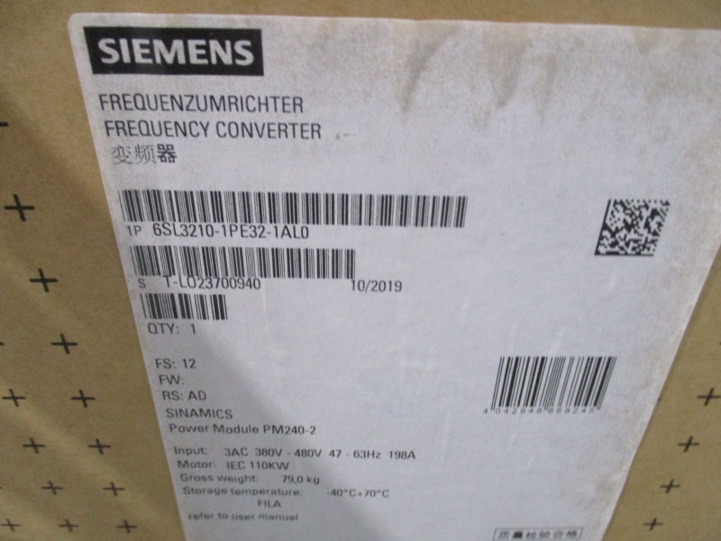 SIEMENS 6SL3210-1PE32-1AL0 220/380V 198A NSFS