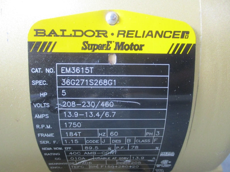 BALDOR EM3615T 208-230/460V 13.9-13.4/6.7A NSNP
