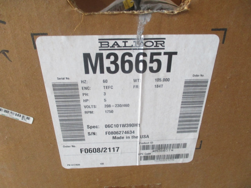 BALDOR M3665T 208-230/460V 14-13.4/6.7A NSMP