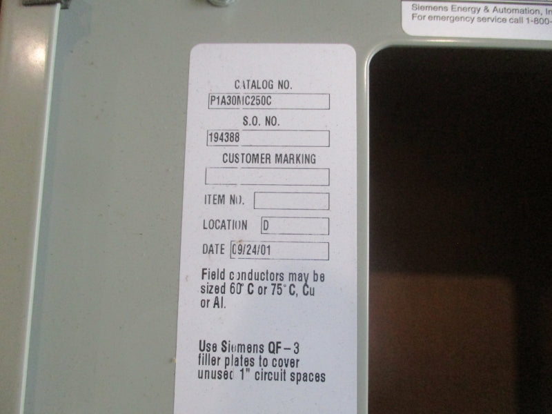 SIEMENS P1A30MC250C 120/240V NSMP