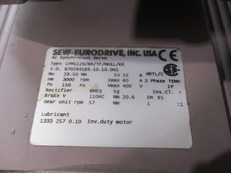 SEW-EURODRIVE CFM112S/BR/TF/RH1L/KK 400V 60A NSNP