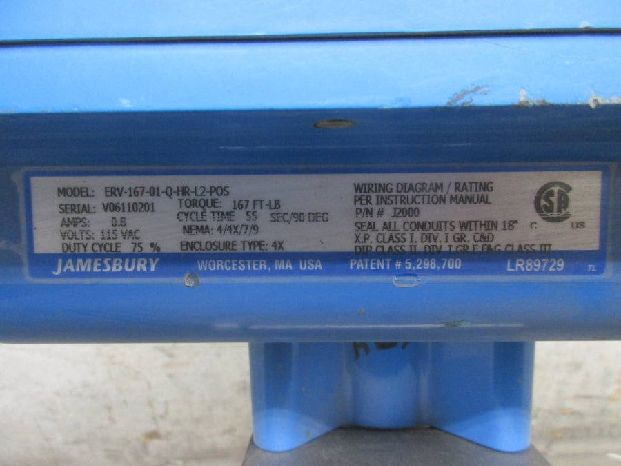 JAMESBURY ERV-167-01-Q-HR-L2-POS 115VAC 0.8A NSNP