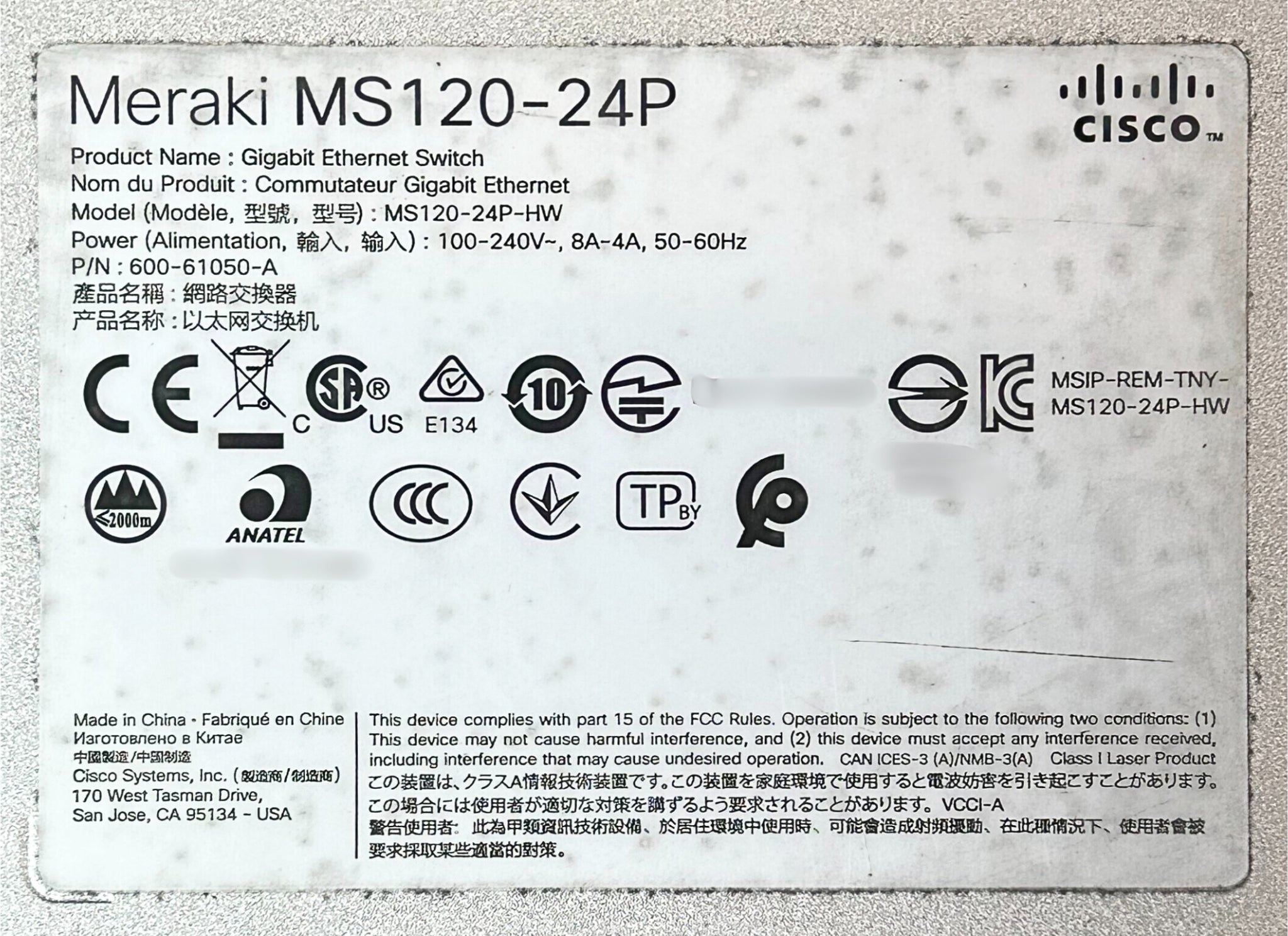 Cisco MS120-24P UNCLAIMED Meraki 24 Port Cloud Managed PoE Switch