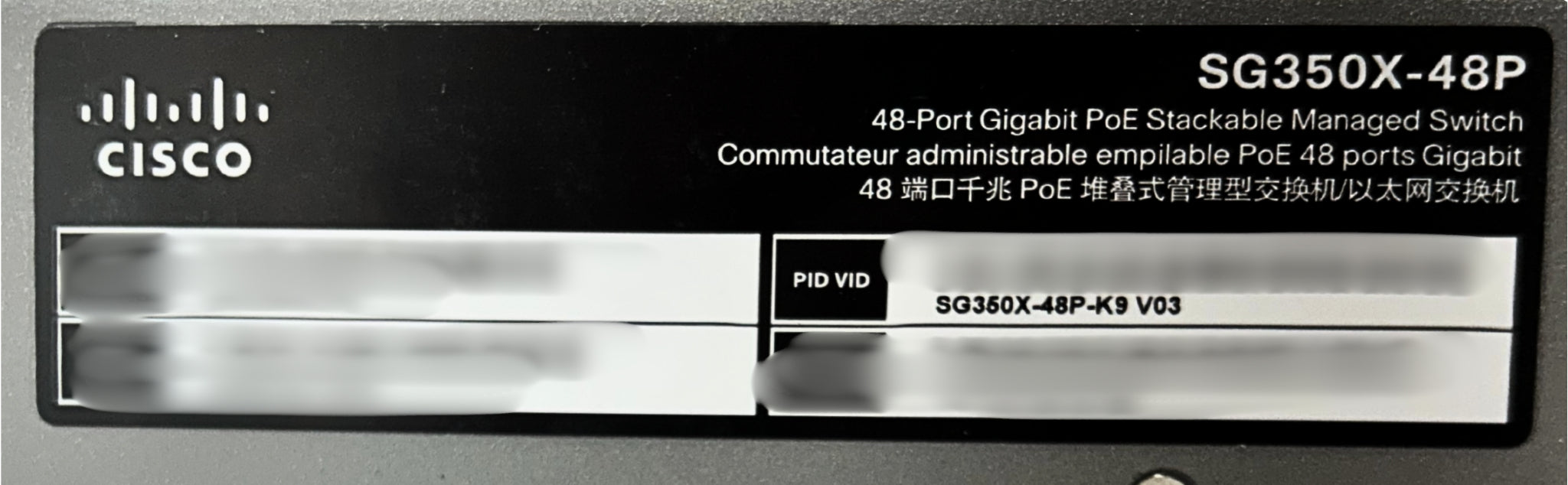 Cisco SG350X-48P-K9 48 Port PoE+ Gigabit Stackable Ethernet Managed Sw
