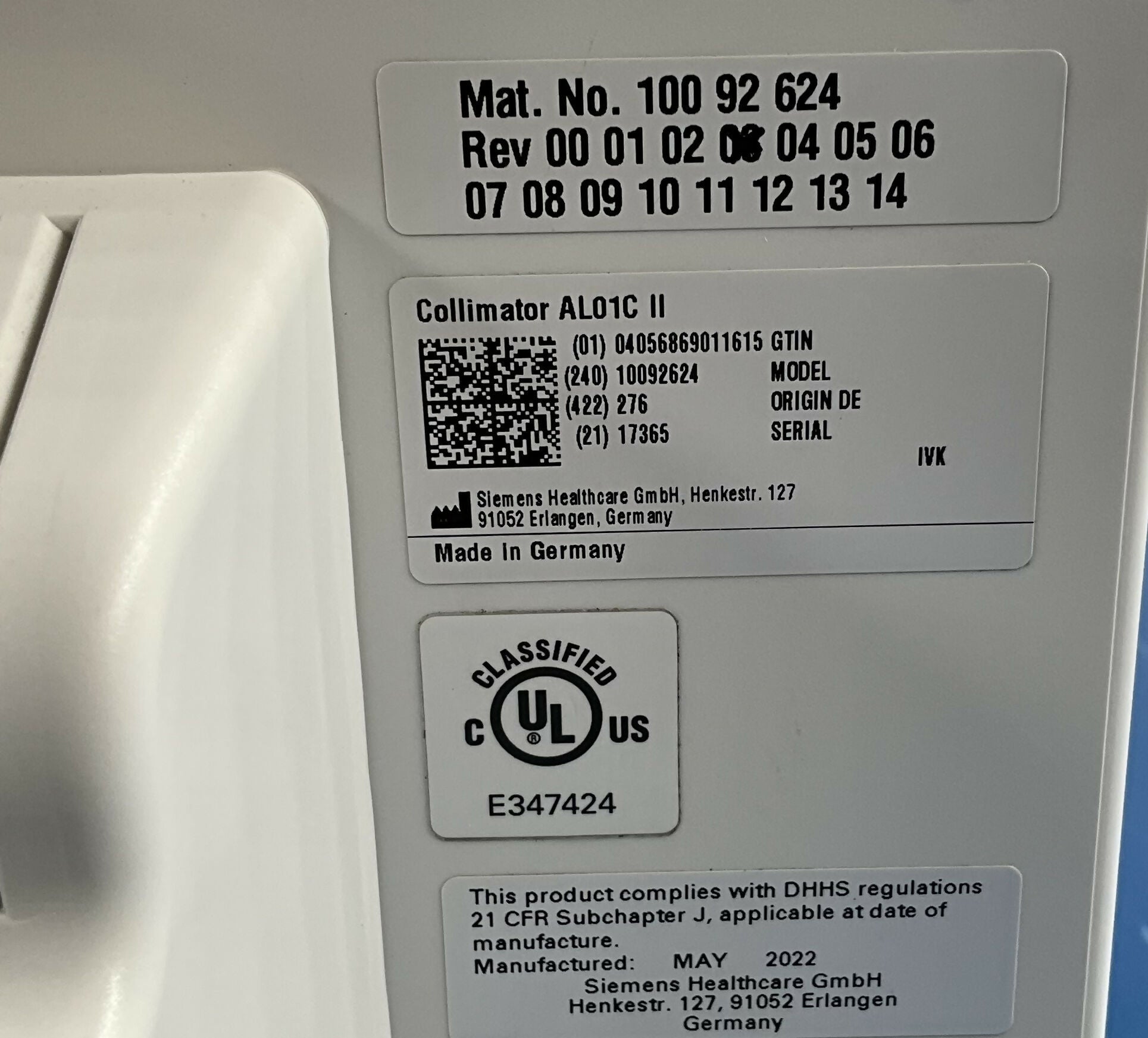 COLLIMATOR AL01C II (10092624/5234954 GE/SIEMENS