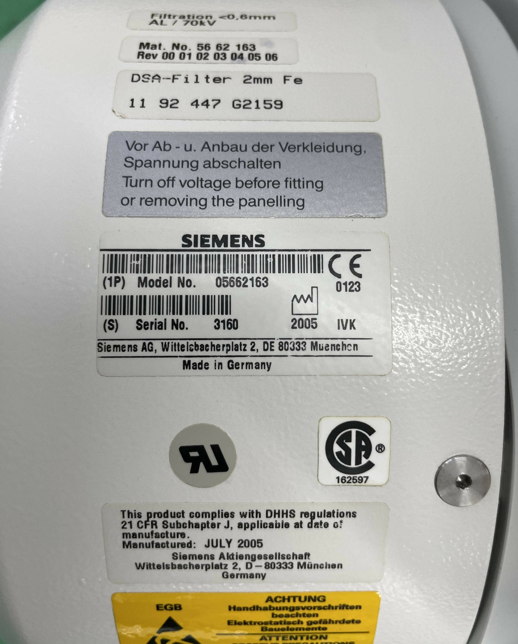 Siemens 05662163 - Collimator Card Rotational for Axiom Artis Rear | Alo Tech Solutions